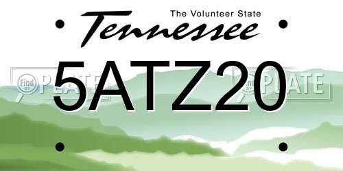 5ATZ20 Tennessee License Plate