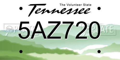 5AZ720 Tennessee License Plate
