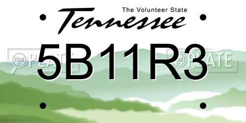 5B11R3 Tennessee License Plate