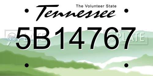 5B14767 Tennessee License Plate