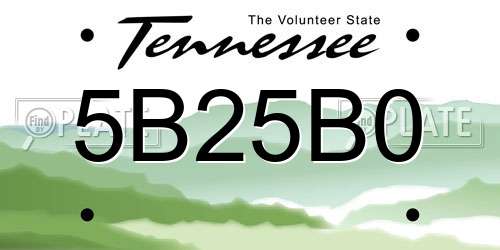 5B25B0 Tennessee License Plate