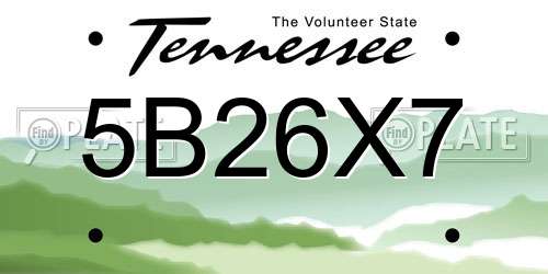 5B26X7 Tennessee License Plate