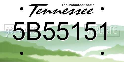 5B55151 Tennessee License Plate