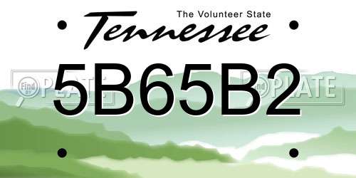 5B65B2 Tennessee License Plate