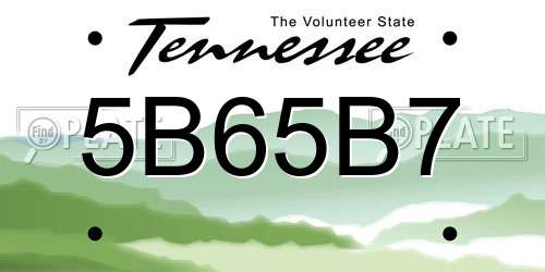 5B65B7 Tennessee License Plate