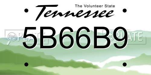 5B66B9 Tennessee License Plate