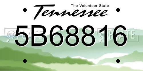 5B68816 Tennessee License Plate