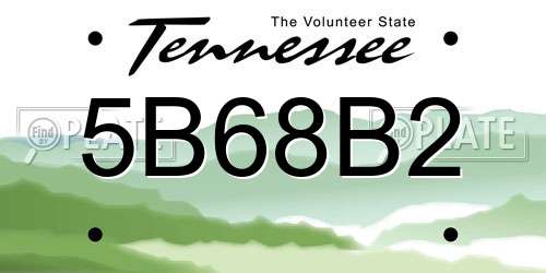 5B68B2 Tennessee License Plate