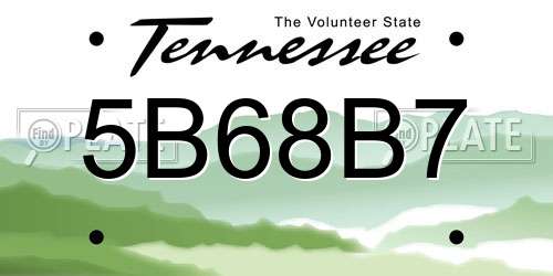 5B68B7 Tennessee License Plate