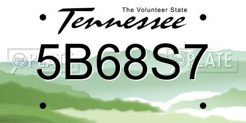 5B68S7 Tennessee License Plate