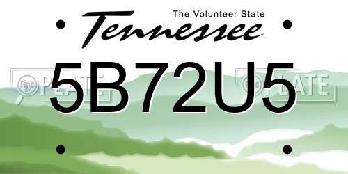 5B72U5 Tennessee License Plate