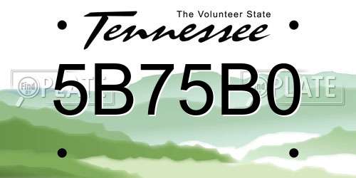5B75B0 Tennessee License Plate