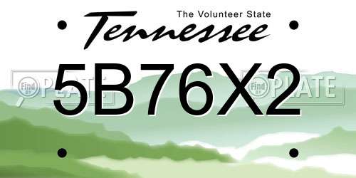 5B76X2 Tennessee License Plate