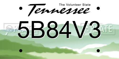 5B84V3 Tennessee License Plate