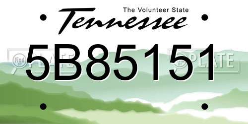 5B85151 Tennessee License Plate