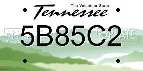 5B85C2 Tennessee License Plate