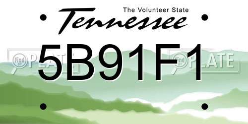 5B91F1 Tennessee License Plate