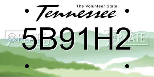 5B91H2 Tennessee License Plate