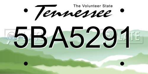 5BA5291 Tennessee License Plate