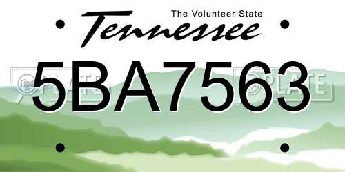 5BA7563 Tennessee License Plate
