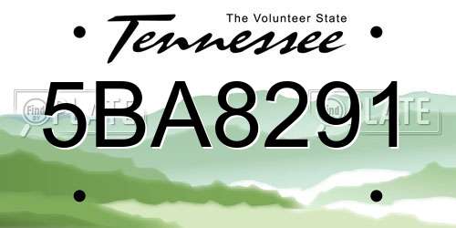 5BA8291 Tennessee License Plate