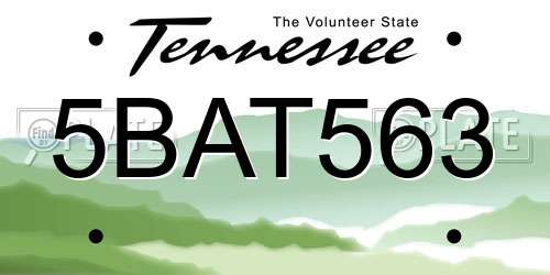 5BAT563 Tennessee License Plate