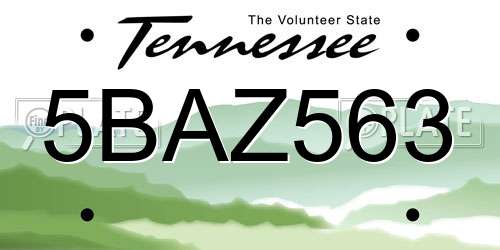 5BAZ563 Tennessee License Plate