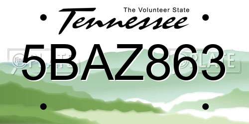 5BAZ863 Tennessee License Plate