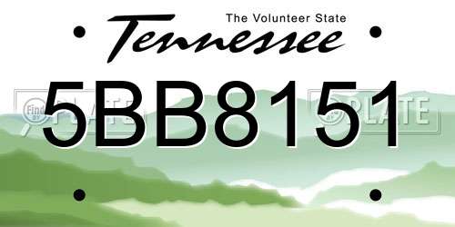 5BB8151 Tennessee License Plate