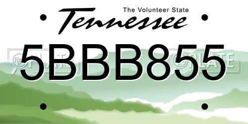 5BBB855 Tennessee License Plate
