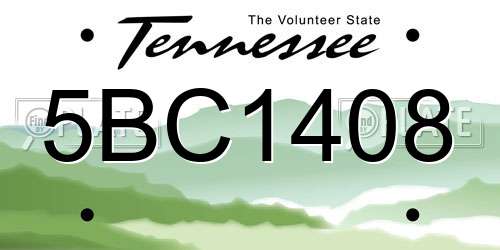 5BC1408 Tennessee License Plate
