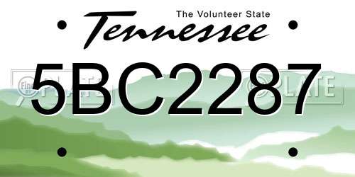 5BC2287 Tennessee License Plate