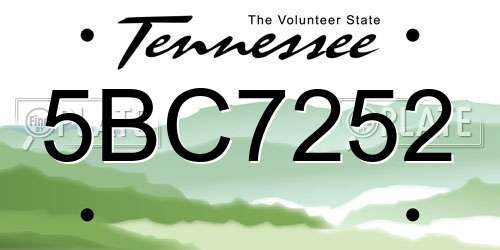 5BC7252 Tennessee License Plate