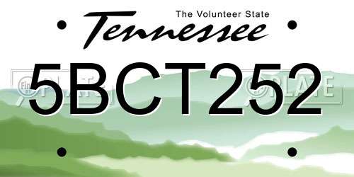 5BCT252 Tennessee License Plate