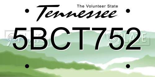 5BCT752 Tennessee License Plate