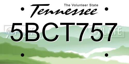 5BCT757 Tennessee License Plate