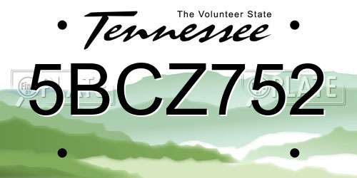 5BCZ752 Tennessee License Plate