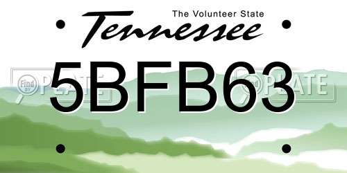 5BFB63 Tennessee License Plate