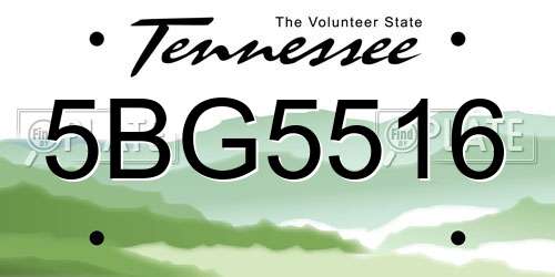 5BG5516 Tennessee License Plate