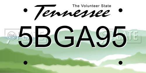 5BGA95 Tennessee License Plate