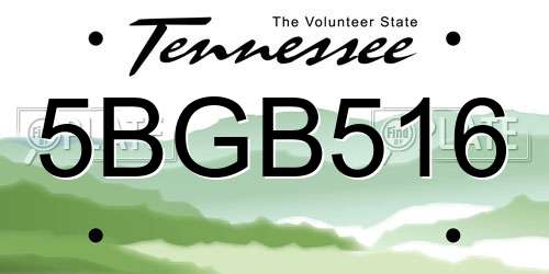 5BGB516 Tennessee License Plate