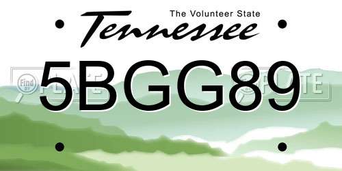 5BGG89 Tennessee License Plate