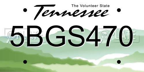 5BGS470 Tennessee License Plate