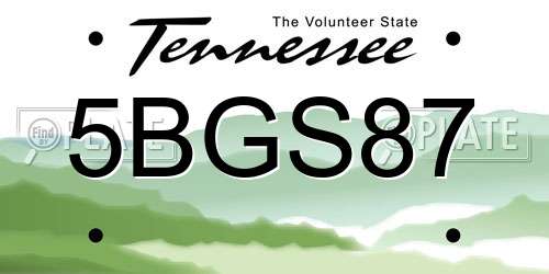 5BGS87 Tennessee License Plate