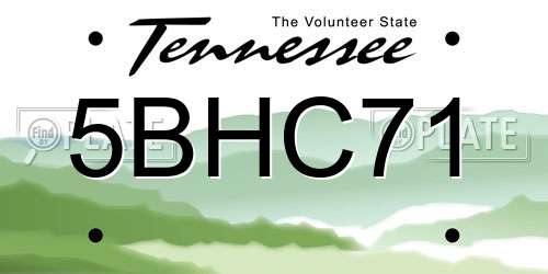 5BHC71 Tennessee License Plate