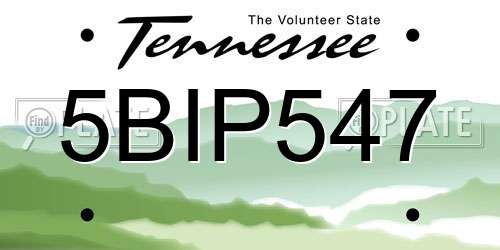 5BIP547 Tennessee License Plate