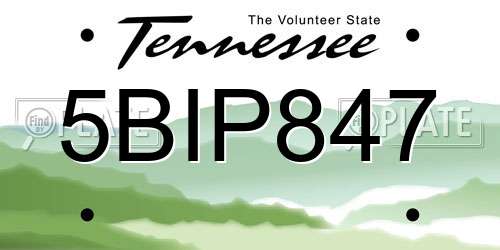 5BIP847 Tennessee License Plate