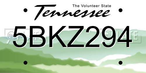 5BKZ294 Tennessee License Plate