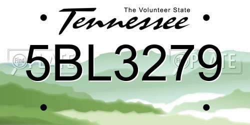 5BL3279 Tennessee License Plate