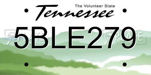 5BLE279 Tennessee License Plate